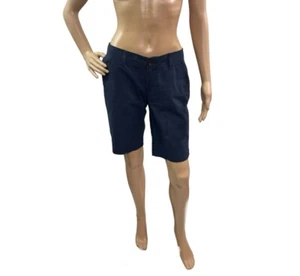 Old Navy Women’s Size 4 Solid Navy Blue Flat Front Bermuda Shorts - Picture 1 of 6