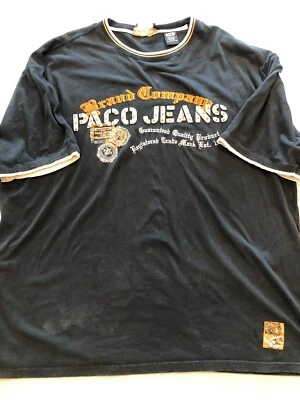 Paco Jeans Shirt Men's 3XL Black 100% Cotton Graphic Logo Tee - Image 1 of 4