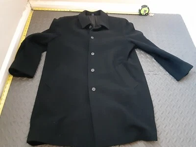 Mens Overcoat Lands End Black Wool 44/ Large Warm Coat #S179 - Image 1 of 4