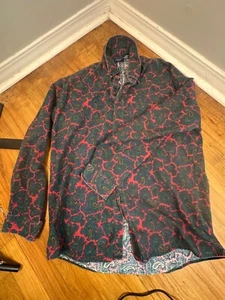 Vintage Bon Homme Mens M Cotton Paisley Long Sleeve Button Up Shirt MEDIUM - Picture 1 of 6