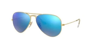 Ray-Ban Adult RB3025 Metal Matte Gold/Crystal Blue Mirror 58mm Sunglasses - Picture 1 of 5