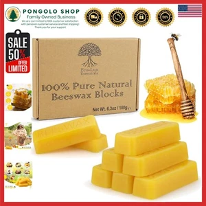 Premium Quality Pure Beeswax Blocks - 8 Yellow Natural 6.5oz for Candle Making - Picture 1 of 10