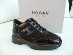 HOGAN Gr 30 Schnürschuhe Mädchen Sneakers Kinder Schuhe braun NEU ehem UVP 149 € - Picture 1 of 5