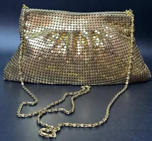 Vintage HYC Gold-tone Metallic Clutch Metal Chain Strap - 10"L x 6" D x 2" Wide - Picture 1 of 12