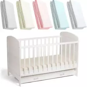 Cot Bed Jersey Fitted Sheets Deluxe Baby 100% Cotton 140x70cm - Pack Of 2 - Picture 1 of 133