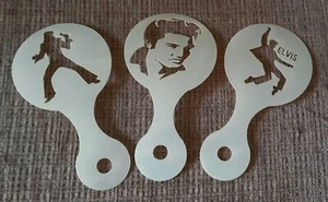 Stencil tazza caffè Elvis (3 disegni) riutilizzabili Mylar plastica Presley festival - Foto 1 di 1