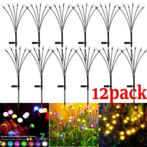 12Pc Outdoor LED Solar Lights Waterproof Starburst Solar Firefly Light Lawn Lamp - Picture 1 of 24
