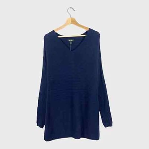 Lord & Taylor Navy Blue V-Neck Sweater - Picture 1 of 9