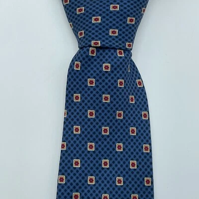 Corbata de seda azul floral 3,5x60 hecha en EE. UU. clásica TOMMY HILFIGER para hombre Foto 1 de 4