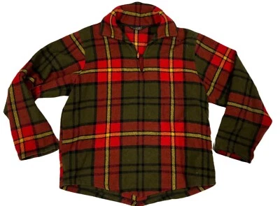 VTG 1940s 50s Woolrich Pullover Hunting Mackinaw Sheep Label Plaid Mens L Rare - Image 1 of 4