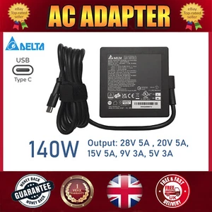 140W DELTA USB-C AC ADAPTER LAPTOP CHARGER WITH AUTO ADJUSTABLE POWER SUPPLY - Picture 1 of 7