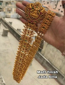 Bollywood Style Gold Plated Indian Choti Brooch Maggam Jada Hair Jewelry Set - Picture 1 of 6