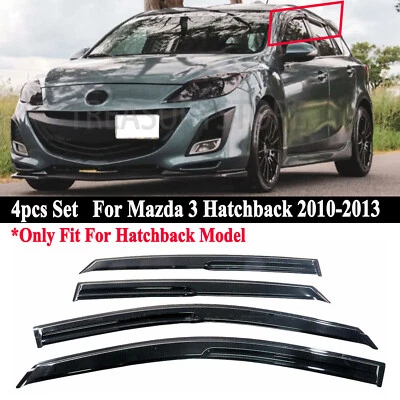 Juego de 4 piezas de visera de ventana de ventilación deflector de viento y lluvia para Mazda 3 Hatchback 2010-2013 Foto 1 de 4