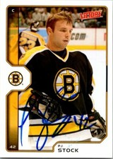 P.J. Stock autographed Hockey Card Boston Bruins, FT 2002 Upper Deck Victory #17