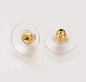 X 10 Gold Metal And Plastic Back Stoppers For Post Stud Earrings - Picture 1 of 2
