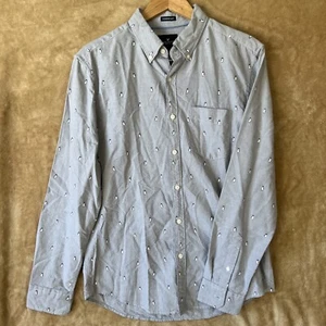 American Eagle Seriously Suave Gris Estampado de Pingüino Para Hombre Botón Frontal Talla Mediana - Imagen 1 de 8