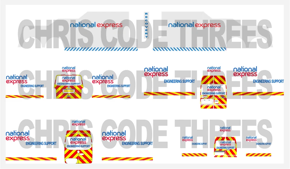Juego de calcomanías de recuperación Código 3 1/76 traje Oxford Diecast modelos - National Express Foto 1 de 1