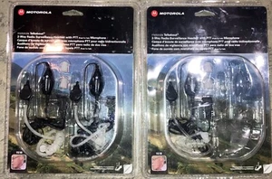 Motorola 2 Way Radio Surveillance Headset with PTT Microphone 2 Pack Black New - Picture 1 of 1
