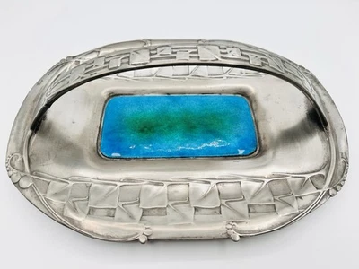 Liberty & Co Archibald Knox Kirkstall Abbey Enameled Tudric Pewter Test - Image 1 of 4