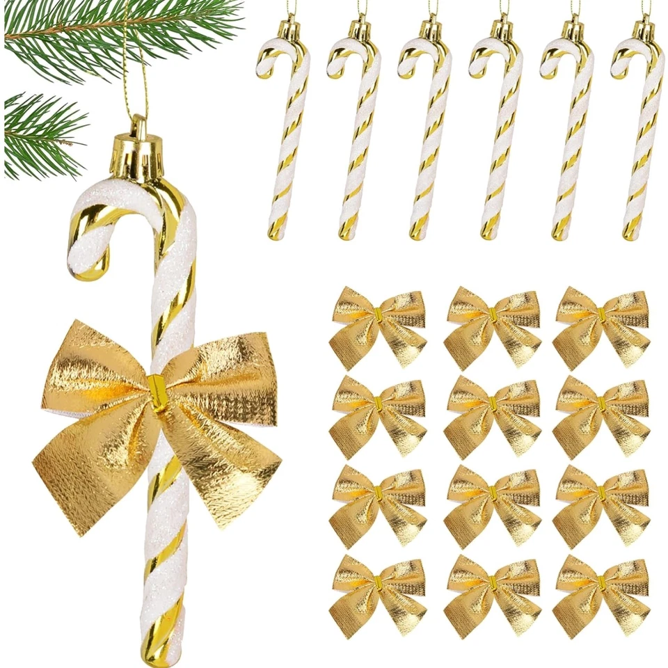 18 Stück Weihnachtsbaumschmuck Zuckerstangen Weihnachtsbaum Anhänger Schleife... - Bild 1 von 1