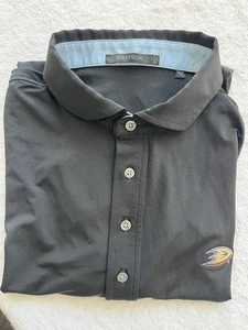 Greyson Golf Polo Mens Large Black Short Sleeve Anaheim Ducks Embroidery Logo - Picture 1 of 9