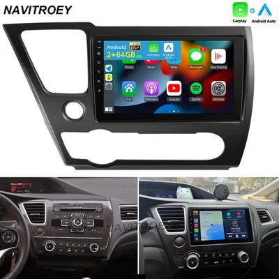 For 2013-2015 Honda Civic Apple Carplay Car Radio Android 15 GPS Navi BT 2+64GB - Изображение 1 из 4