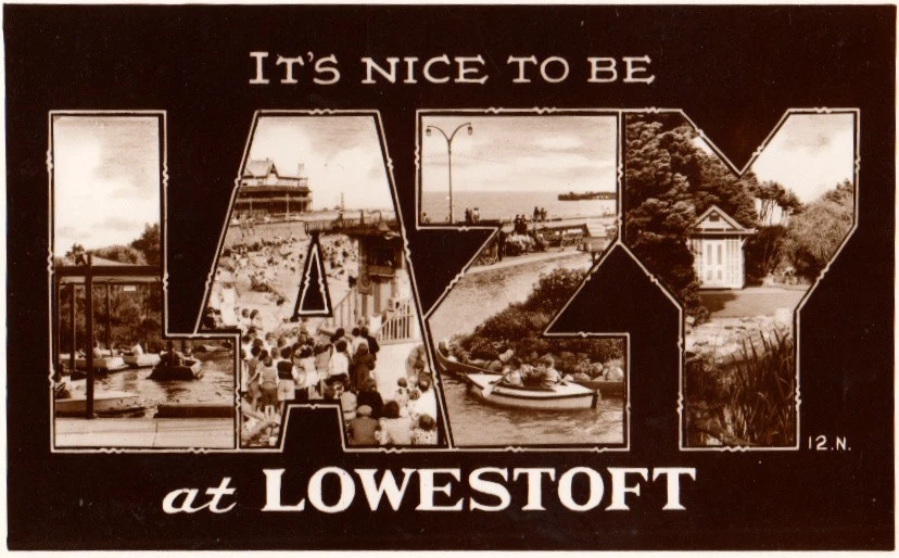 photographic  novelty  lowestoft postcard, 4 views  circa 1930 - Image 1 of 1