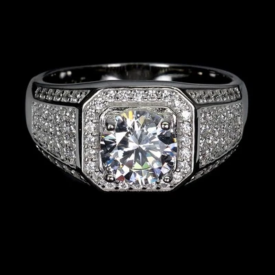 Anillo de plata de ley 925 redondo simulado circonita cúbica 7 mm piedras preciosas talla 8 Foto 1 de 4