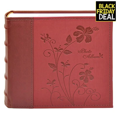 Photo Album Holds 200 4x6 Pictures 2 Per Page Faux Leather Marron - Image 1 of 4