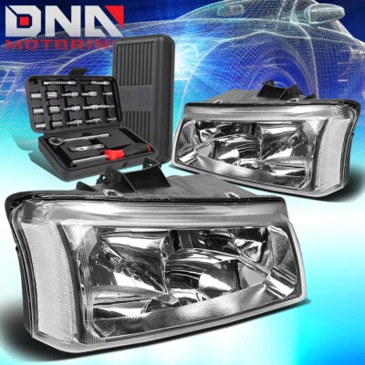 PARA 2003-2006 SILVERADO/AVALANCHA CROMO TRANSPARENTE FAROS ESQUINEROS + HERRAMIENTAS Foto 1 de 4