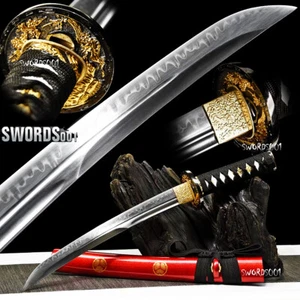Red Japanese Samurai Sword Tanto Clay Tempered T10 Carbon Steel Unokubitsukuri - Picture 1 of 10