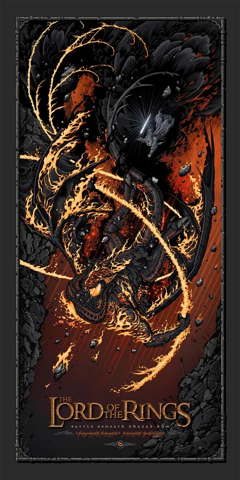The Lord of the Rings Balrog Poster Giclee Print Art 12x24 Mondo Monsterpalooza