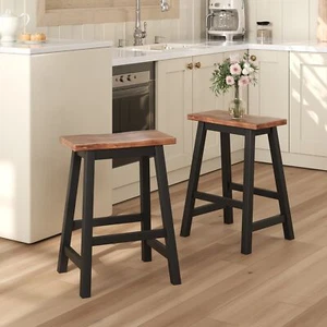 Set of 2 Bar Stools 23.6" Height Bar Chairs Dining Kitchen Breakfast Bar Stools - Picture 1 of 11