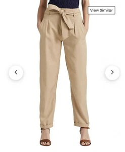 Ralph Lauren Damen Gr. 16 Hohe Taille Preppy Plissee Hose Beige Neu - Bild 1 von 13