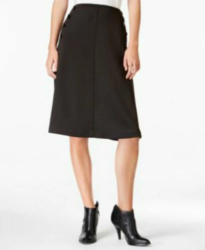 Maison Jules Button-detail A-line Skirt~Size XXS~NWT ORG.$59~Deep Black - Image 1 of 1