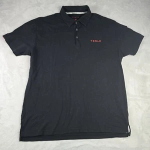 Tesla Men’s Black Polo Shirt Polyester Short Sleeve Sz 2XL XXL - Picture 1 of 8