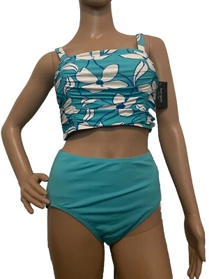 Новый с Ярлыками Kate Spade N Y купальник 2шт комплект Sz M высокая талия бикини низ синий - Изображение 1 из 4