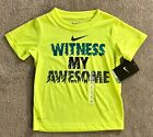 Nike - Boys Dri-Fit Shirt - Witness My Awesome - Size 4 - Volt Color  - New - $$