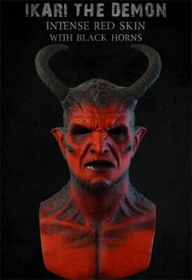 Red Devil Full Mask Head Latex Helmet Party Demon Ball Halloween Cosplay Props - Image 1 of 3