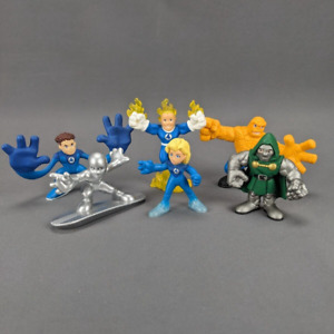 Lot x 6 Marvel Super Hero Squad Figures Fantastic 4 Complete Team Dr. Doom Thing