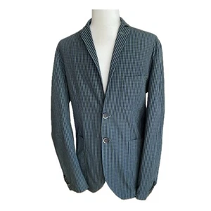 Barena Venezia Checkered Blazer Sport Coat Cotton Blue Green Size US38 Italy - Picture 1 of 8