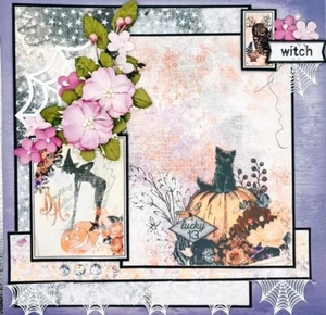 Handmade Fancy Gothic BEWITCHING HALLOWEEN Handmade Scrapbook Layout Page - Picture 1 of 4