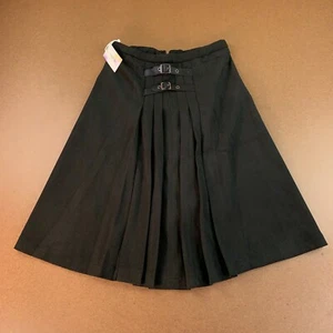 Hadas Girls Size 16 Black Knit Pleated Two Buckle Bell Skirt NWT - Picture 1 of 9