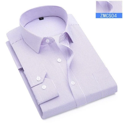 Camicie eleganti uomo nuove maniche lunghe formali business a righe camicie casual top - Immagine 1 di 4