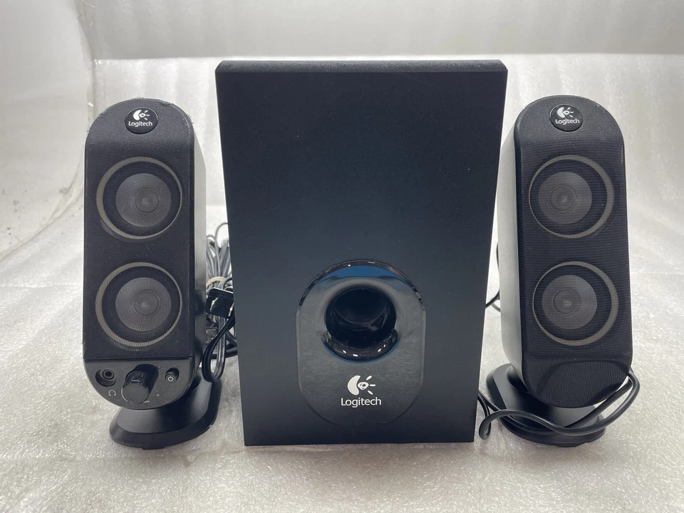 Logitech X-230 Subwoofer W/ 2 Logitech Speakers S-0123B Tested & Working - Immagine 1 di 4