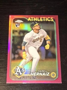 2024 Topps Chrome Update Baseball Darell Hernaiz FUSCSIA REFRACTOR ROOKIE #/399 - Foto 1 di 2