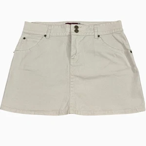 Jordache Beige Mini Skirt Womens 11 / 12 Denim Stretch Casual Classic Style - Picture 1 of 9