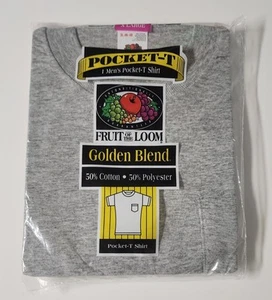 VINTAGE 1996 Fruit Of The Loom NEW  GRAY GOLDEN BLEND  MENS POCKET T-SHIRT XL - Picture 1 of 6