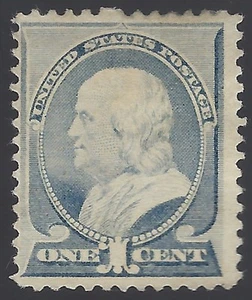 USA 1887 Scott #212 Franklin 1 cent MH NG smudge top right from hinge - Picture 1 of 2
