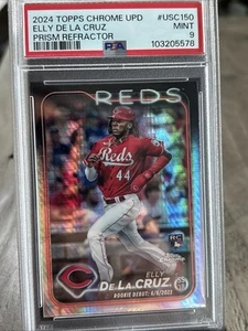 2024 Topps Chrome Update Elly De La Cruz Prizm Refractor RC Rookie USC150 PSA 9  - Picture 1 of 2